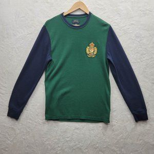 Polo Ralph Lauren Mens M Thermal Waffle Knit Polo Crest Patch Long Sleeve Shirt